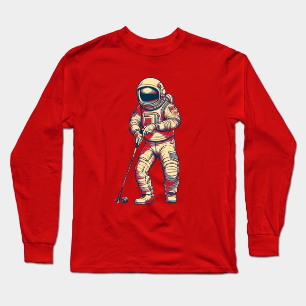 Astronaut Golf Player Long Sleeve T-Shirt by DesignArchitect